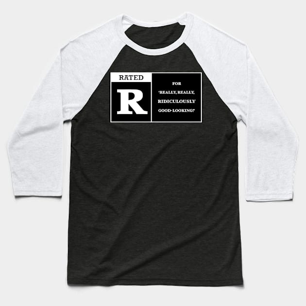 Rated R black Baseball T-Shirt by rocksandcolors